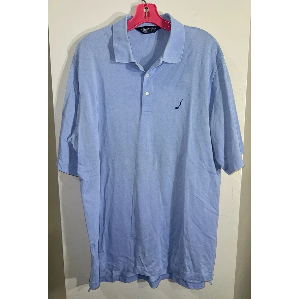 Ralph Lauren golf polo shirt blue with navy club‎ pony embroidered men's large